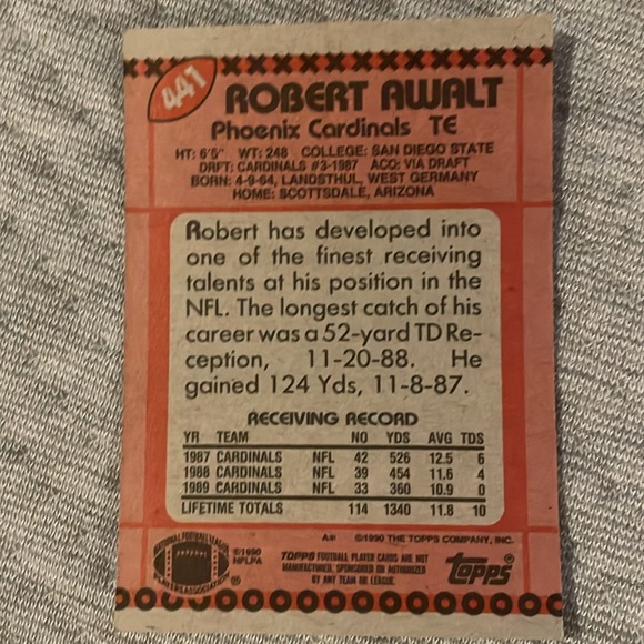 1990 TOPPS #441 ROBERT - Picture 2 of 3